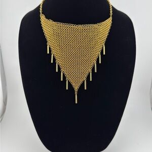 Vintage Nine West Gold Necklace with Intricate Mesh Design